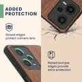 Holz Hardcase mit TPU Bumper für Xiaomi Redmi Note 12 Pro 5G Vintage Kompass mit Perlmutt