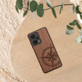 Holz Hardcase mit TPU Bumper für Xiaomi Redmi Note 12 Pro 5G Vintage Kompass mit Perlmutt