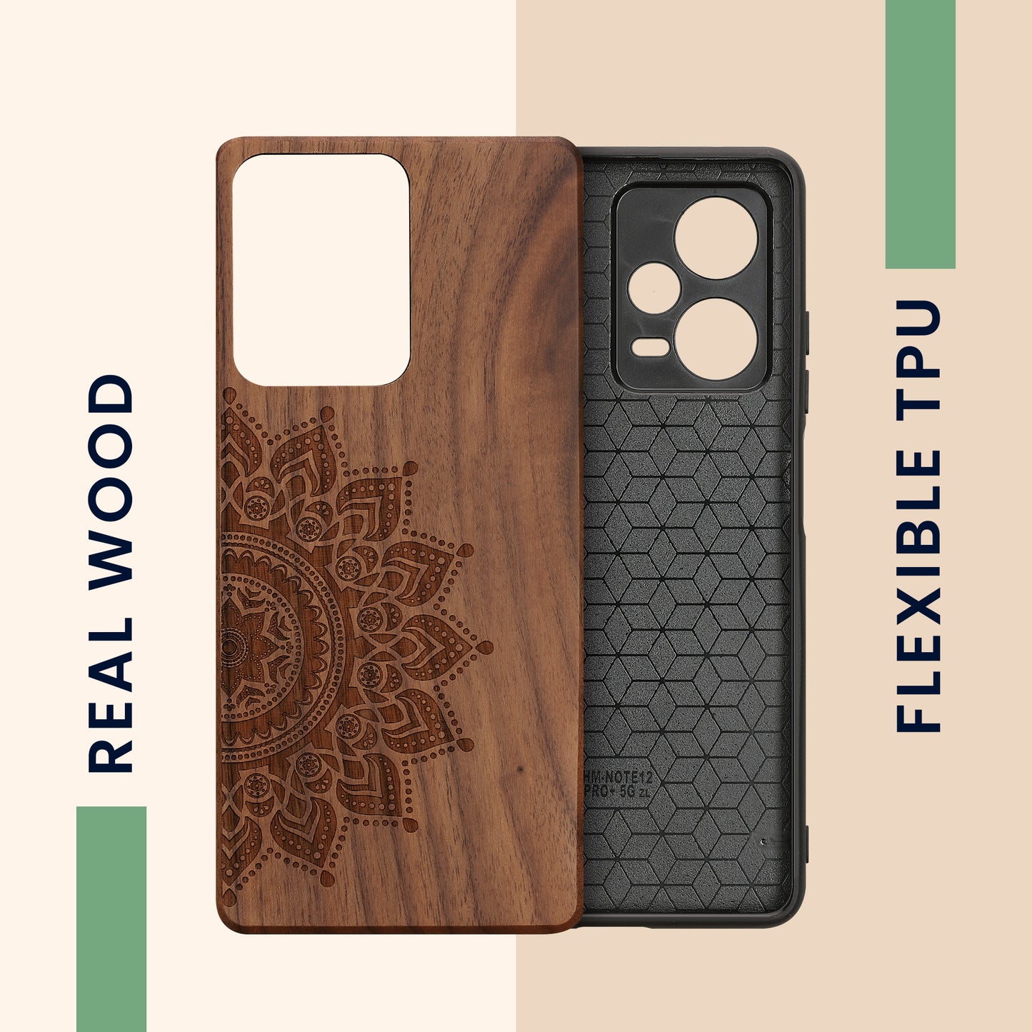 kwmobile Hülle kompatibel mit Xiaomi Redmi Note 12 Pro+ 5G / Note 12 Pro Plus 5G Hülle - Handy Cover - TPU Handyhülle Vintage Kompass mit Perlmutt
