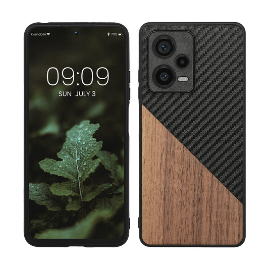 kwmobile Hülle kompatibel mit Xiaomi Redmi Note 12 Pro+ 5G / Note 12 Pro Plus 5G - Handyhülle - Handy Schutzhülle - Smartphone Cover - Dunkelbraun Schwarz Dunkelbraun  [dsg01]