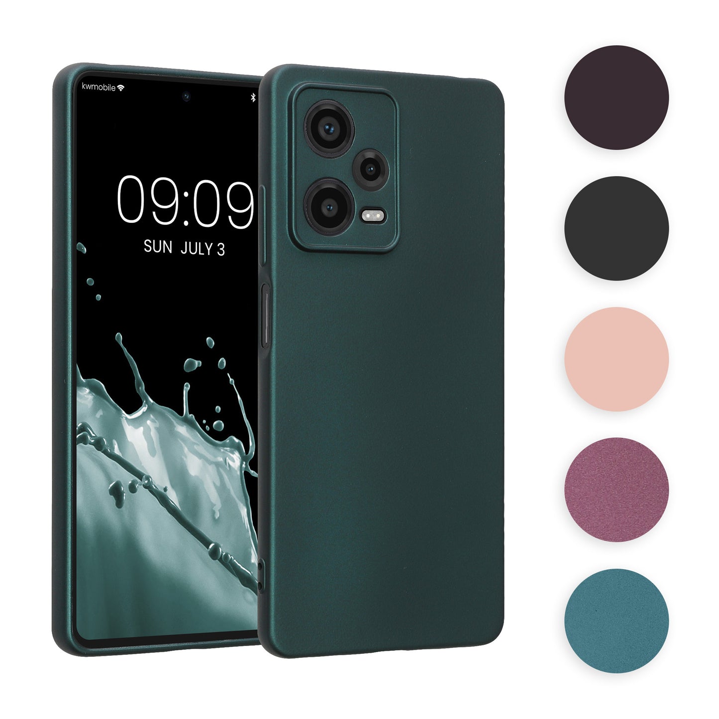 kwmobile Handyhülle kompatibel mit Xiaomi Redmi Note 12 Pro 5G Hülle - weiche Silikon Case metallisch schimmernd in Metallic Arctic Berry Metallic Arctic Berry  