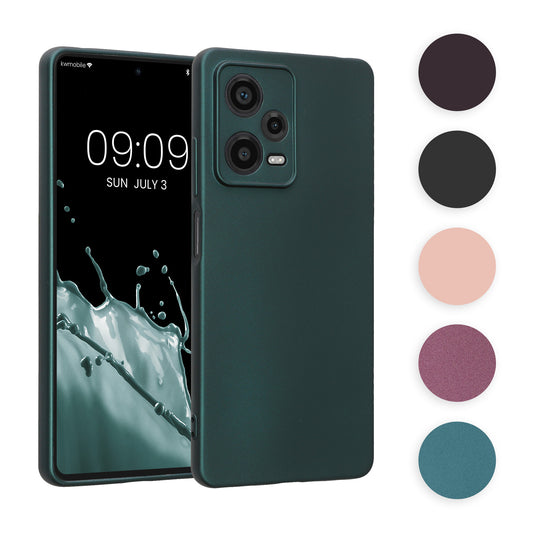 kwmobile Handyhülle kompatibel mit Xiaomi Redmi Note 12 Pro 5G Hülle - weiche Silikon Case metallisch schimmernd in Metallic Arctic Berry Metallic Arctic Berry  