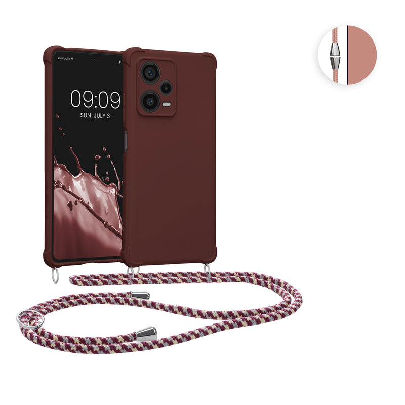 kwmobile Necklace Case kompatibel mit Xiaomi Redmi Note 12 Pro+ 5G / Note 12 Pro Plus 5G Hülle - Cover mit Kordel zum Umhängen - Silikon Schutzhülle Perlmutt Perlmutt  