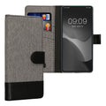kwmobile Wallet Case kompatibel mit Xiaomi Redmi Note 12 Pro 5G - Hülle mit Ständer - Handyhülle Kartenfächer Grau Schwarz Grau  