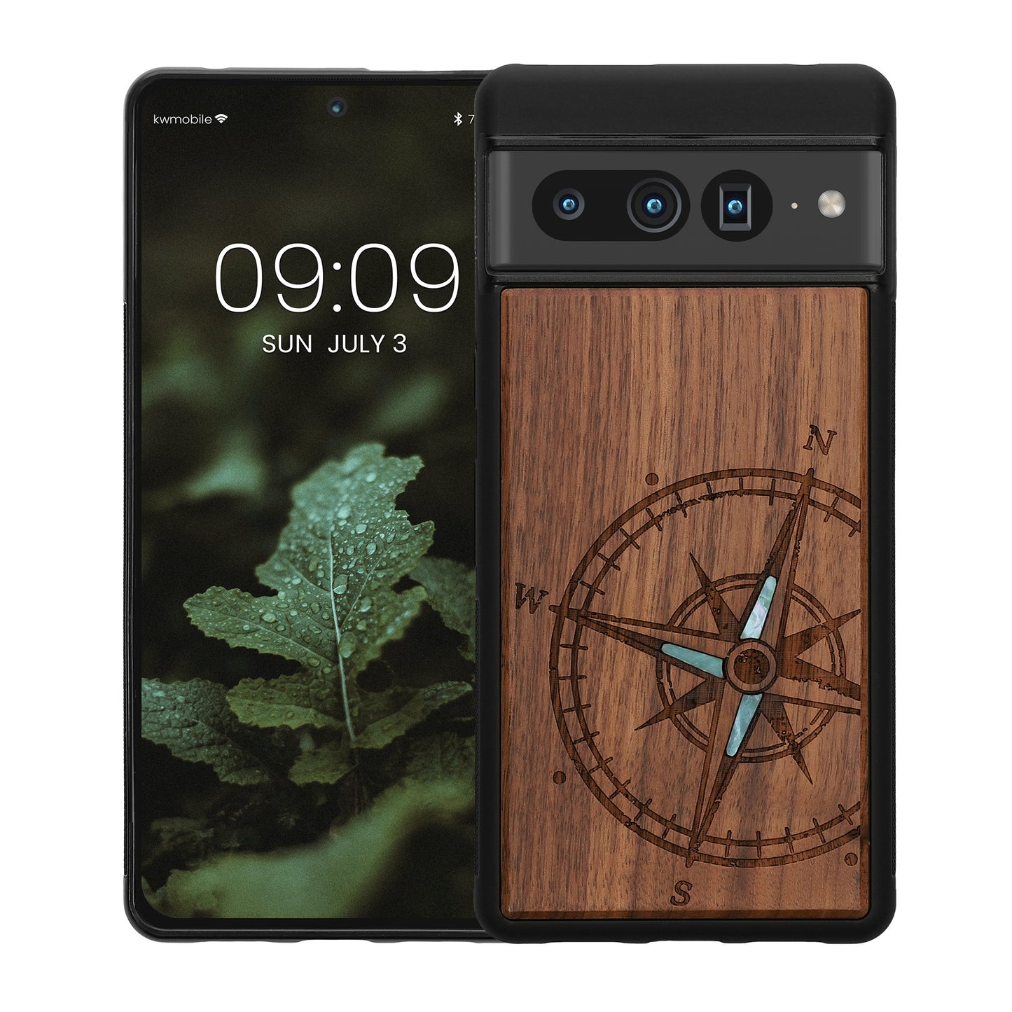 kwmobile Hülle kompatibel mit Google Pixel 7 Pro Handy Cover TPU Handyhülle Vintage Kompass mit Perlmutt