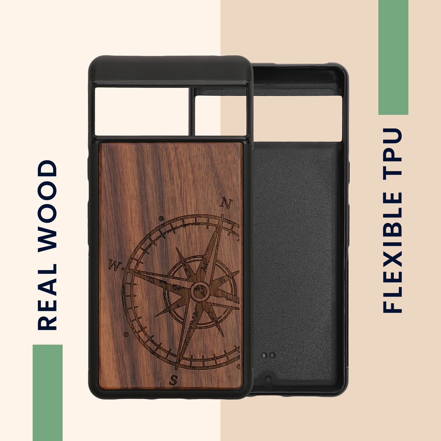 kwmobile Hülle kompatibel mit Google Pixel 7 Handy Cover TPU Handyhülle Kompass Vintage