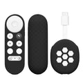 kwmobile 2x Hülle für Fernbedienung und Streaming Gerät kompatibel mit Google Chromecast 2020 4K (not for New-Generation) - Silikon Case Set für TV Zubehör in Schwarz Schwarz Schwarz  [dsg01]
