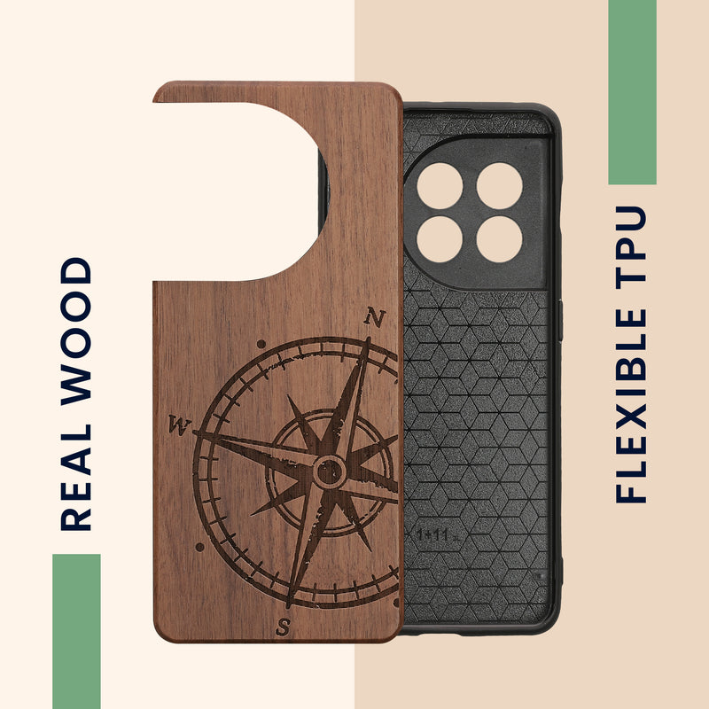 Holz Hardcase mit TPU Bumper für OnePlus 11 Aufgehende Sonne