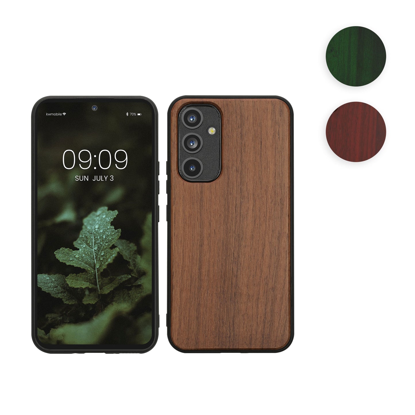 kwmobile Hülle kompatibel mit Samsung Galaxy A54 5G Hülle - Holz Case - stoßfestes Handy Cover - TPU Handyhülle in Dunkelbraun Dunkelbraun  