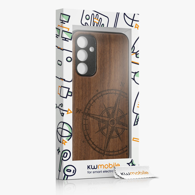 kwmobile Hülle kompatibel mit Samsung Galaxy A54 5G Handy Cover TPU Handyhülle Kompass Vintage
