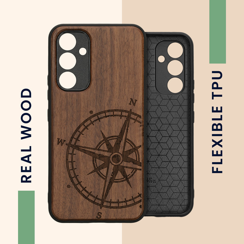 kwmobile Hülle kompatibel mit Samsung Galaxy A54 5G Handy Cover TPU Handyhülle Kompass Vintage