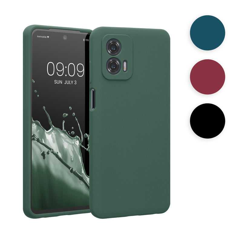 kwmobile Handyhülle kompatibel mit Motorola Moto G73 5G Hülle - gummierte Handy Case aus Silikon in Dunkler Schiefer Dunkler Schiefer  