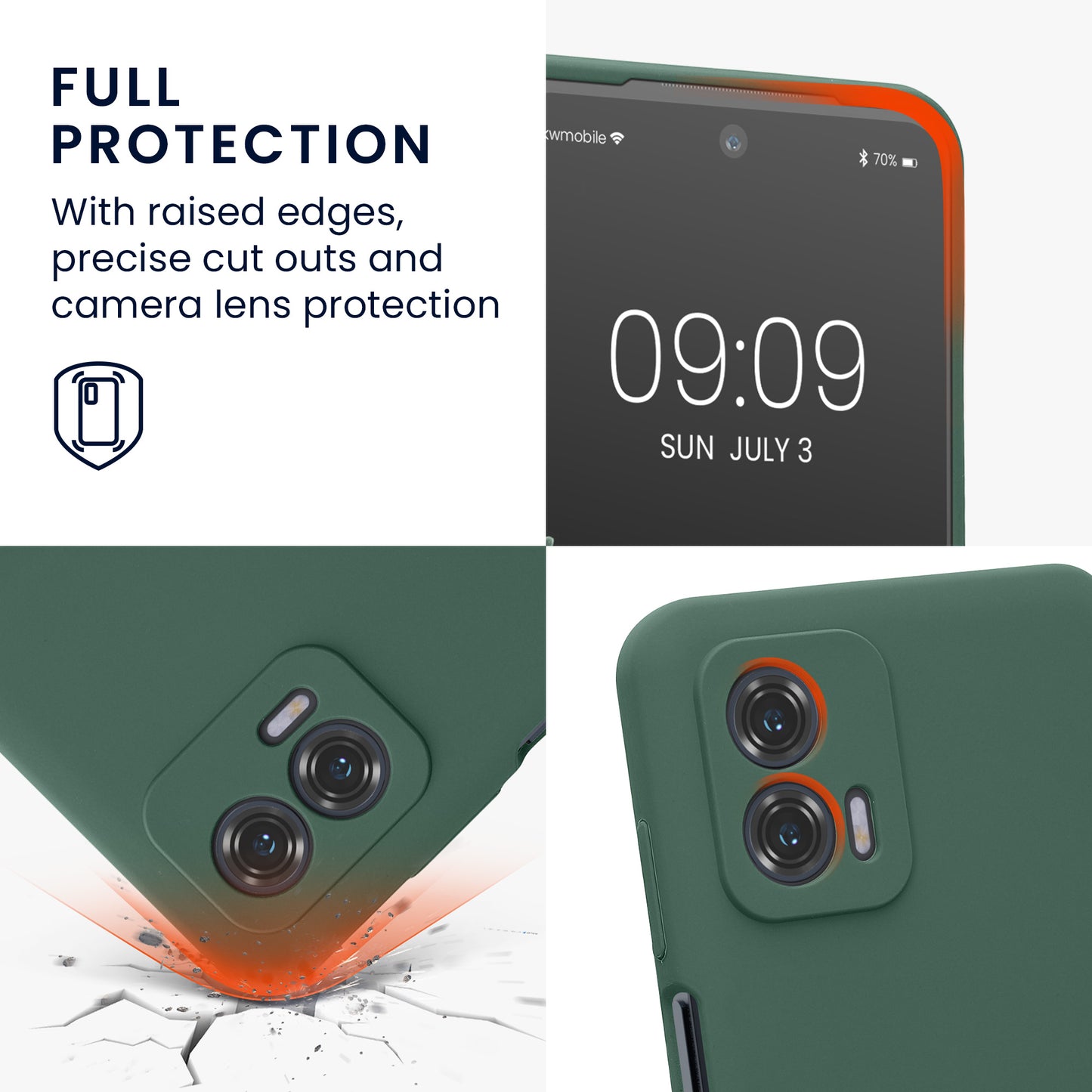 Gummierte Silikon Hülle mit Kameraschutz für Motorola Moto G73 5G in Petrol