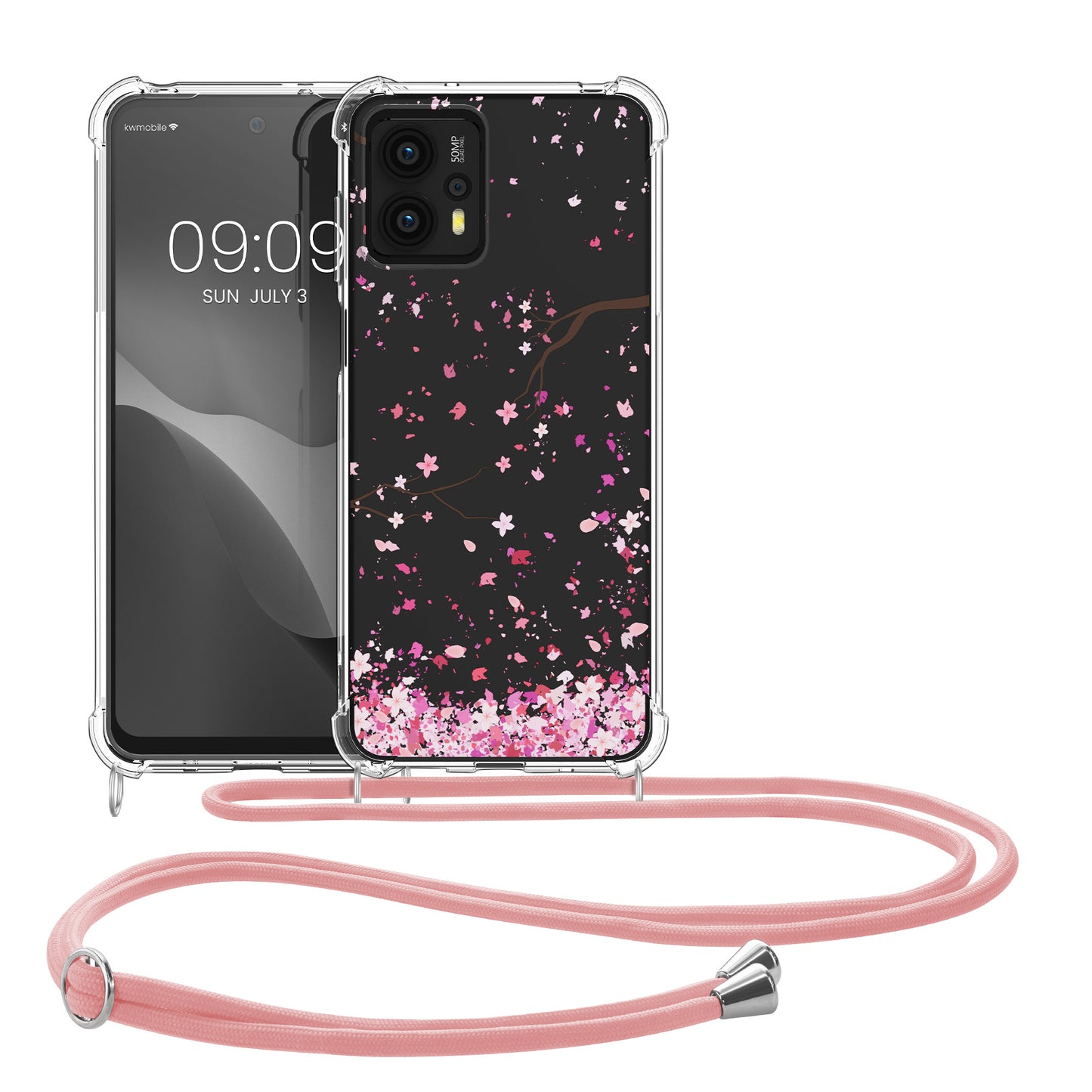kwmobile Necklace Case kompatibel mit Motorola Moto G23 / Moto G13 Hülle Silikon Cover mit Handykette