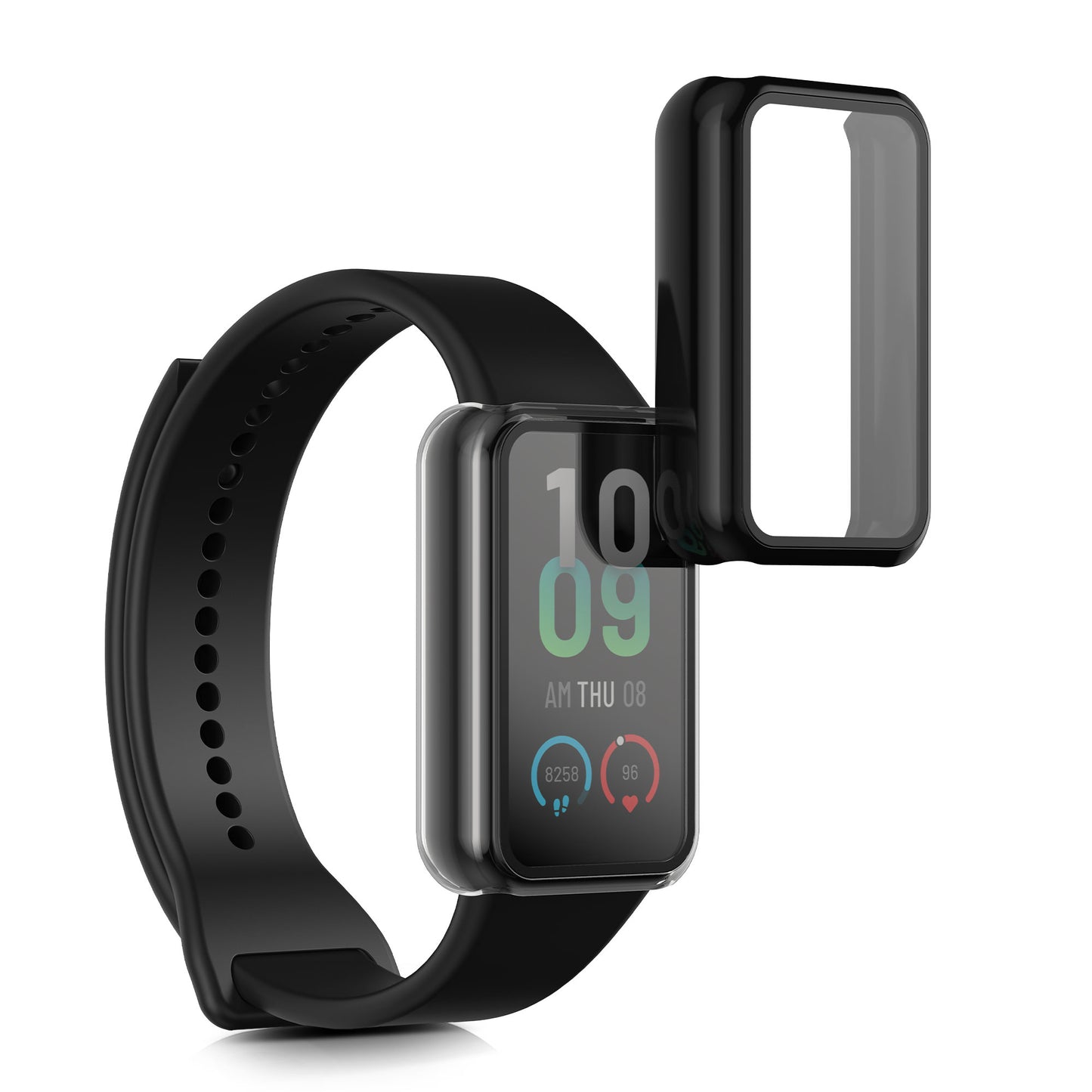kwmobile Glas Hülle für Huami Amazfit Band 7 Schutzhülle Fullbody Fitnesstracker Case Set