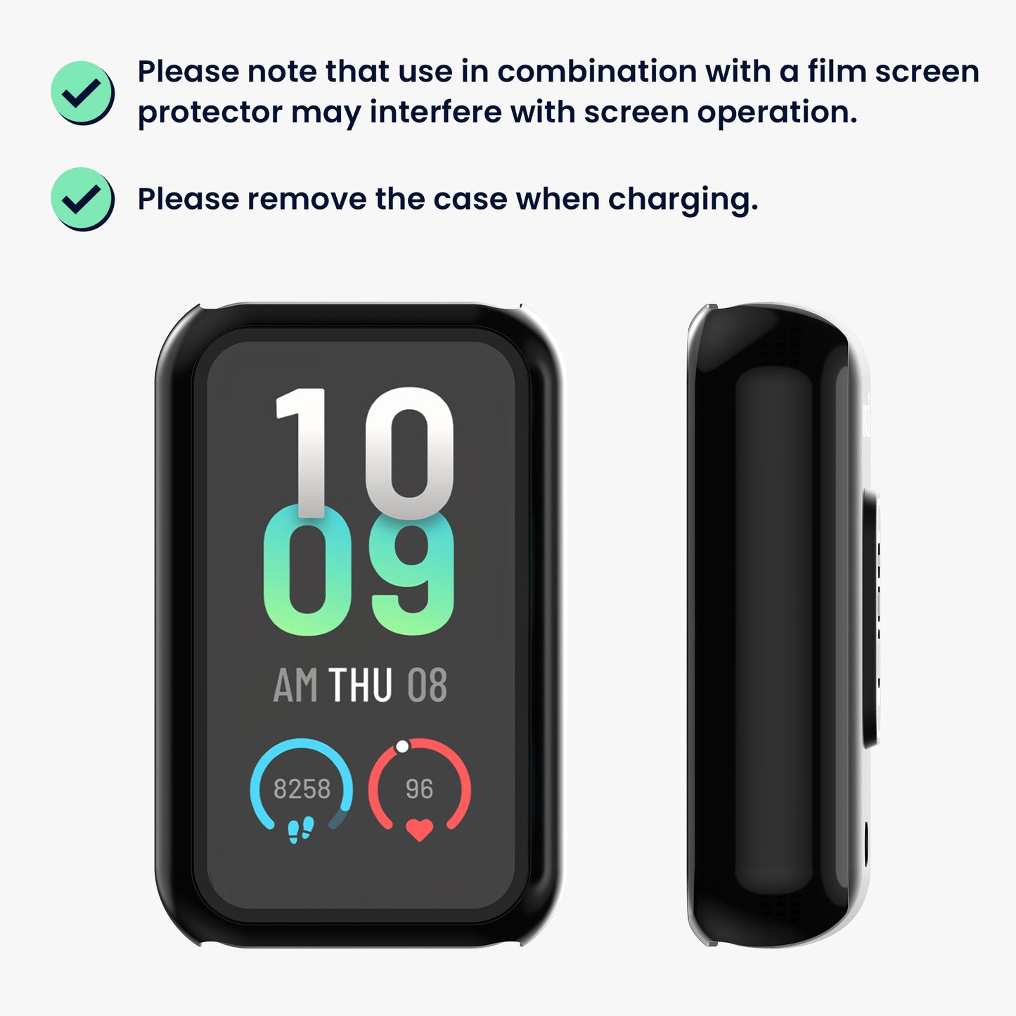 kwmobile Glas Hülle für Huami Amazfit Band 7 Schutzhülle Fullbody Fitnesstracker Case Set