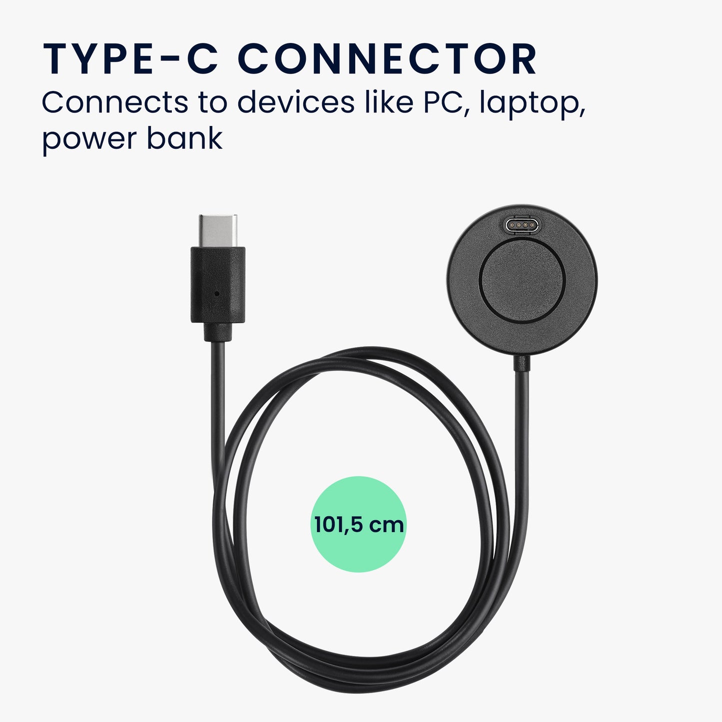 kwmobile USB C Ladekabel kompatibel mit Garmin Venu Sq Music / Sq 2 / Venu 2 Plus / Fenix 7 / vivoactive 4 Kabel Charger Smart Watch Ersatzkabel Fitnesstracker Aufladekabel