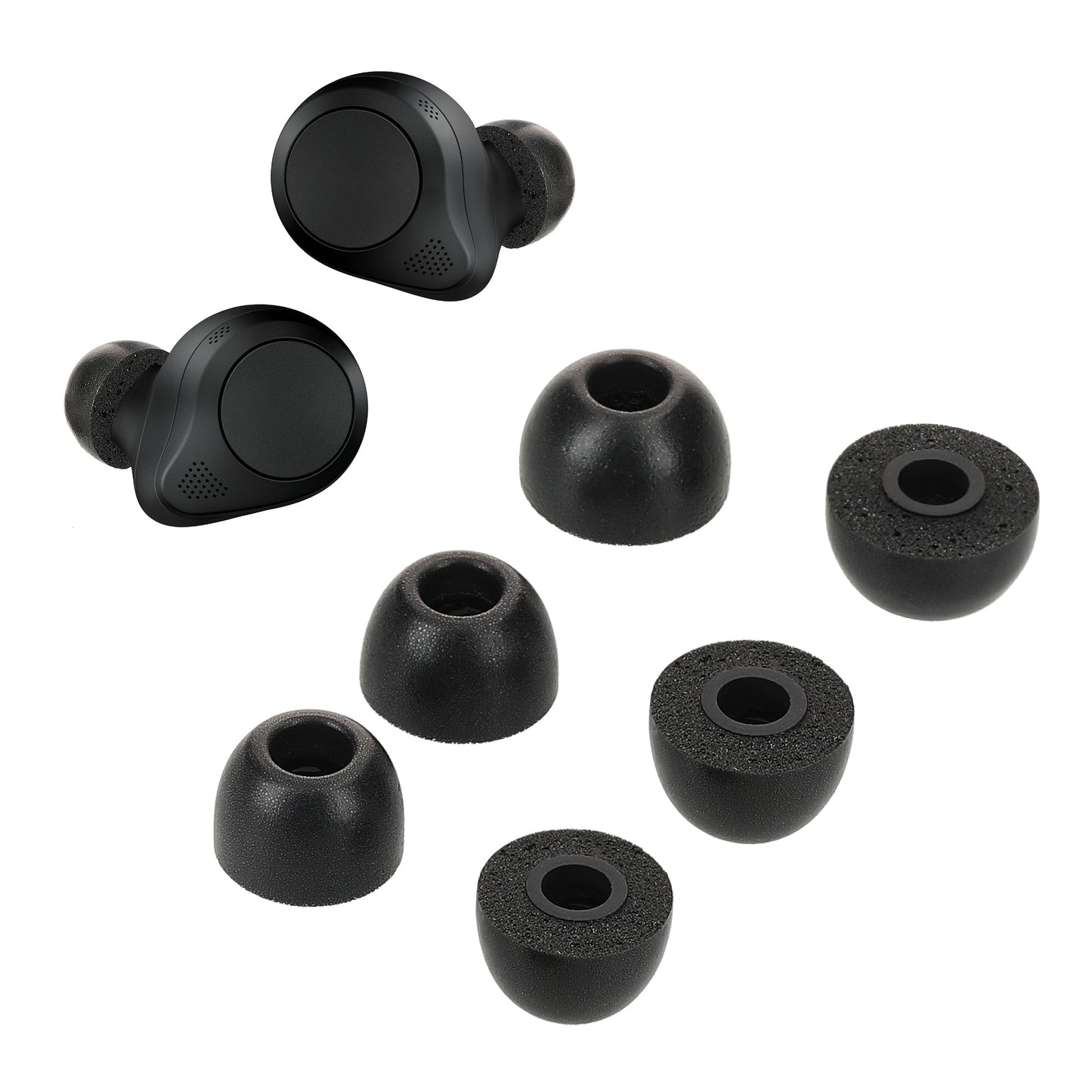 kwmobile 6x Ersatz In Ear Kopfhörer kompatibel mit Jabra Elite 85t - 3 Größen - Polster Ohrstöpsel In-Ear Ohrhörer - Schwarz Schwarz  