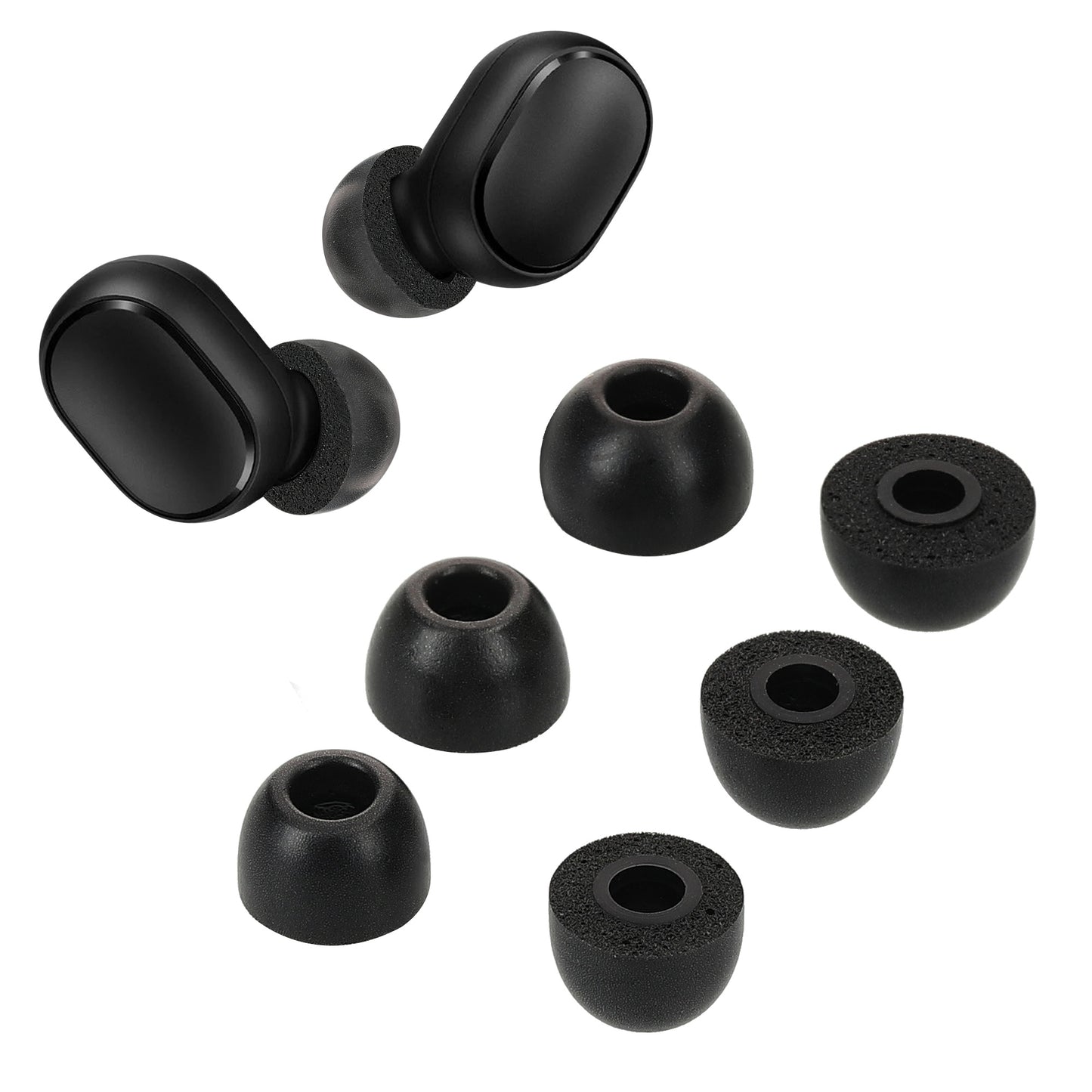 kwmobile 6x Ersatz In Ear Kopfhörer kompatibel mit Xiaomi Airdots 2 - 3 Größen - Polster Ohrstöpsel In-Ear Ohrhörer - Schwarz Schwarz  