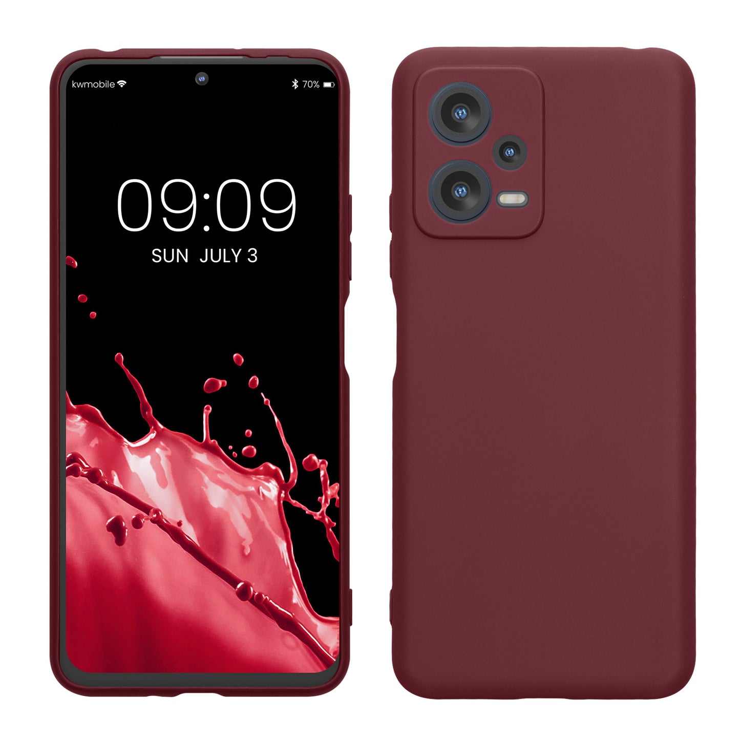 kwmobile Handyhülle kompatibel mit Xiaomi Redmi Note 12 5G / POCO X5 5G Hülle - Handy Case aus weichem Silikon in Bordeaux Violett Bordeaux Violett  