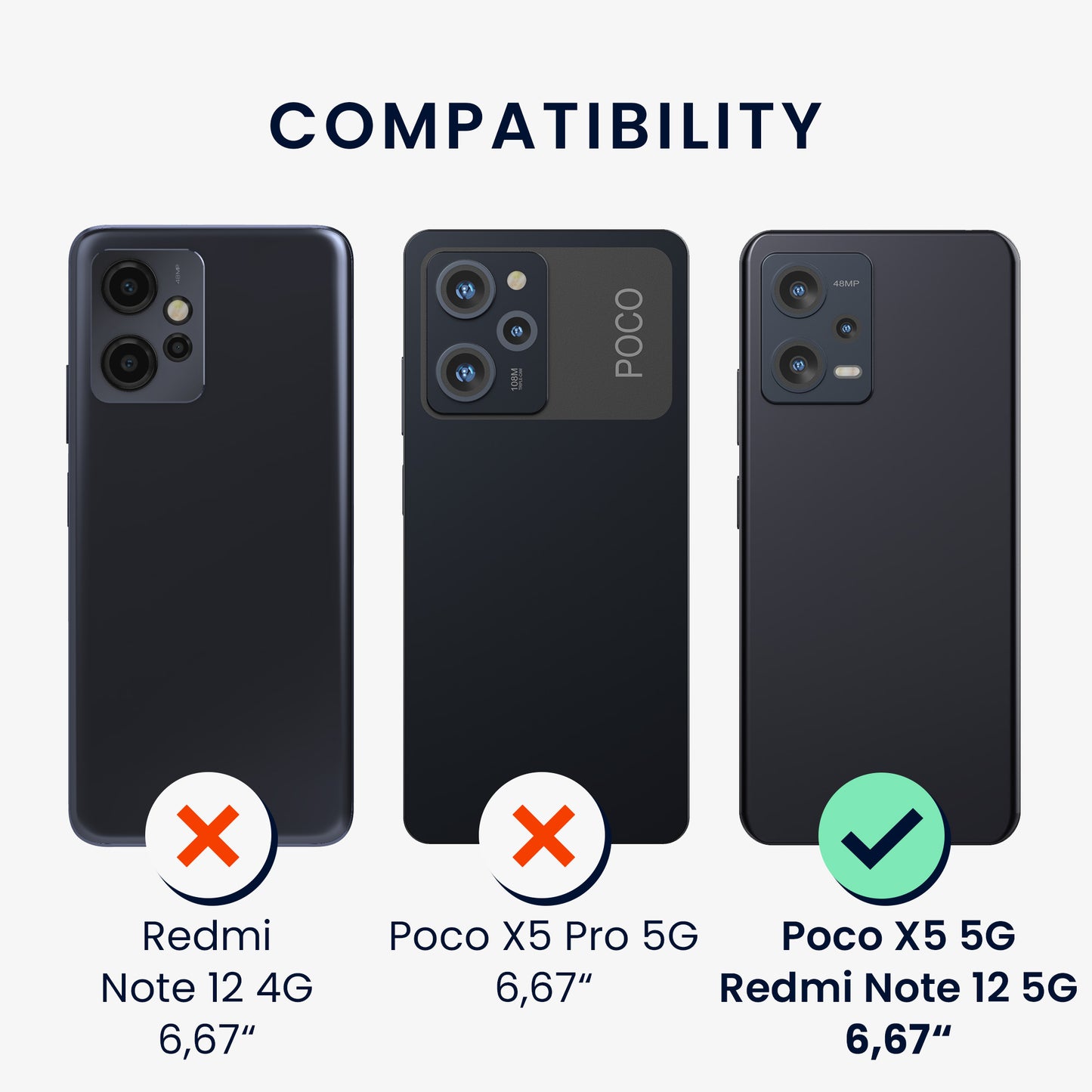 kwmobile Handyhülle für Xiaomi Redmi Note 12 5G / POCO X5 5G Hülle - Case Silikon - Kabelloses Laden - Schutzhülle Cover