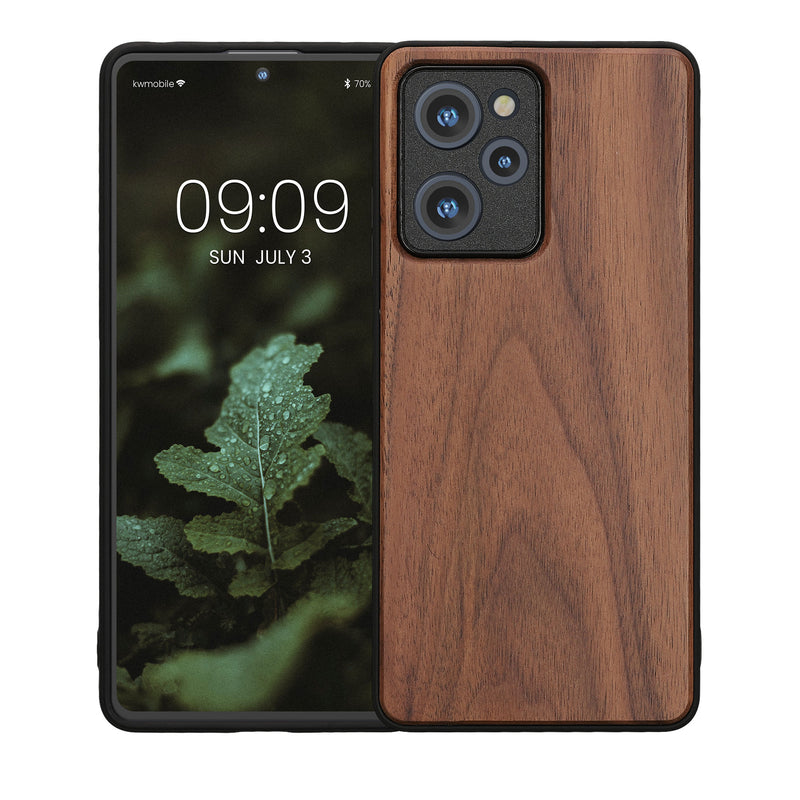 Holzhülle mit TPU Bumper für Xiaomi Poco X5 Pro 5G Walnussholz