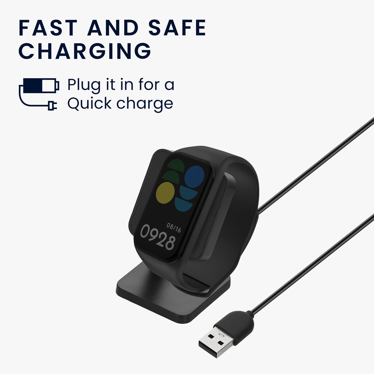 kwmobile USB Ladegerät kompatibel mit Xiaomi Redmi Band 2 USB Kabel Charger Stand Smart Watch Ladestation Docking Station Ladekabel mit Standfunktion