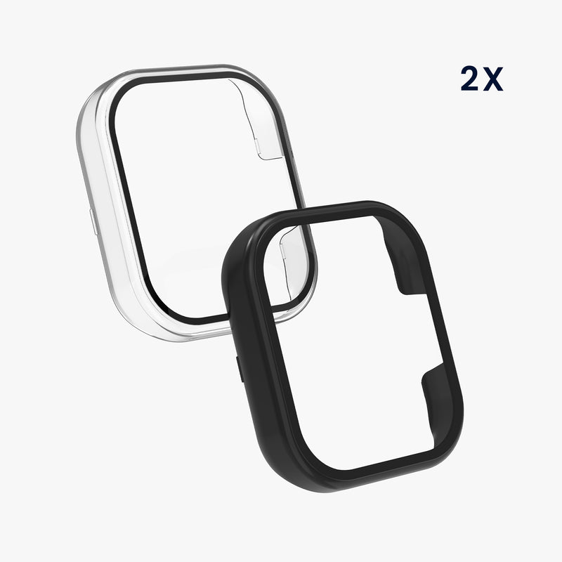 kwmobile Glas Hülle für Xiaomi Redmi Mi Watch Lite 3 / Redmi Watch 3 Schutzhülle Fullbody Fitnesstracker Case Set