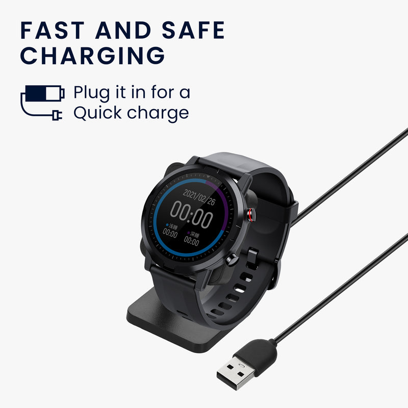 kwmobile USB Ladegerät kompatibel mit Haylou RT2 LS10 / Solar LS05 / RT LS05S USB Kabel Charger Stand Smart Watch Ladestation Docking Station Ladekabel mit Standfunktion