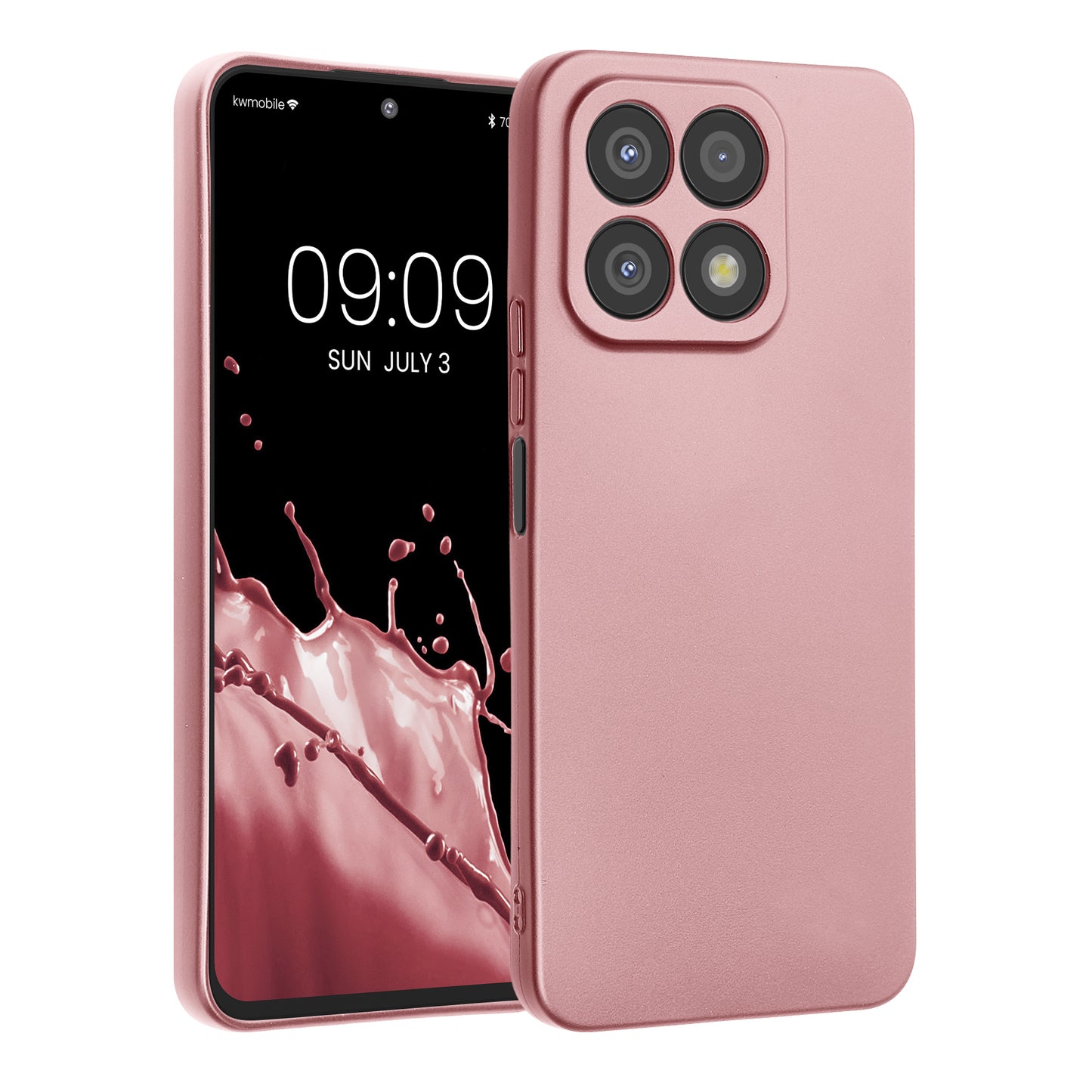 kwmobile Handyhülle kompatibel mit Honor X8a Hülle - weiche Silikon Case metallisch schimmernd in Metallic Rosegold Metallic Rosegold  