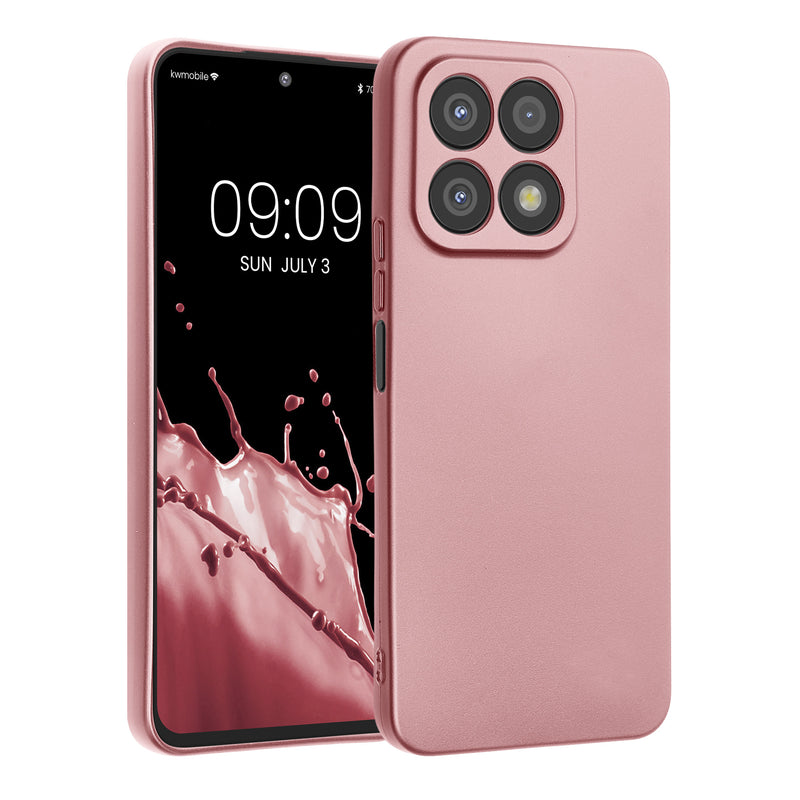 kwmobile Handyhülle kompatibel mit Honor X8a Hülle - weiche Silikon Case metallisch schimmernd in Metallic Rosegold Metallic Rosegold  