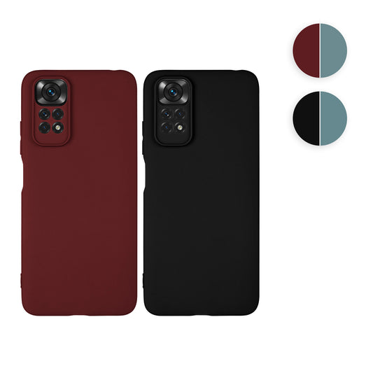 kwmobile 2x Hülle kompatibel mit Xiaomi Redmi Note 11 / Note 11S Hülle - Silikon Case mit Kameraschutz - weiche Handyhülle - Handy Cover Set in Bordeaux Violett Antique Stone Bordeaux Violett  