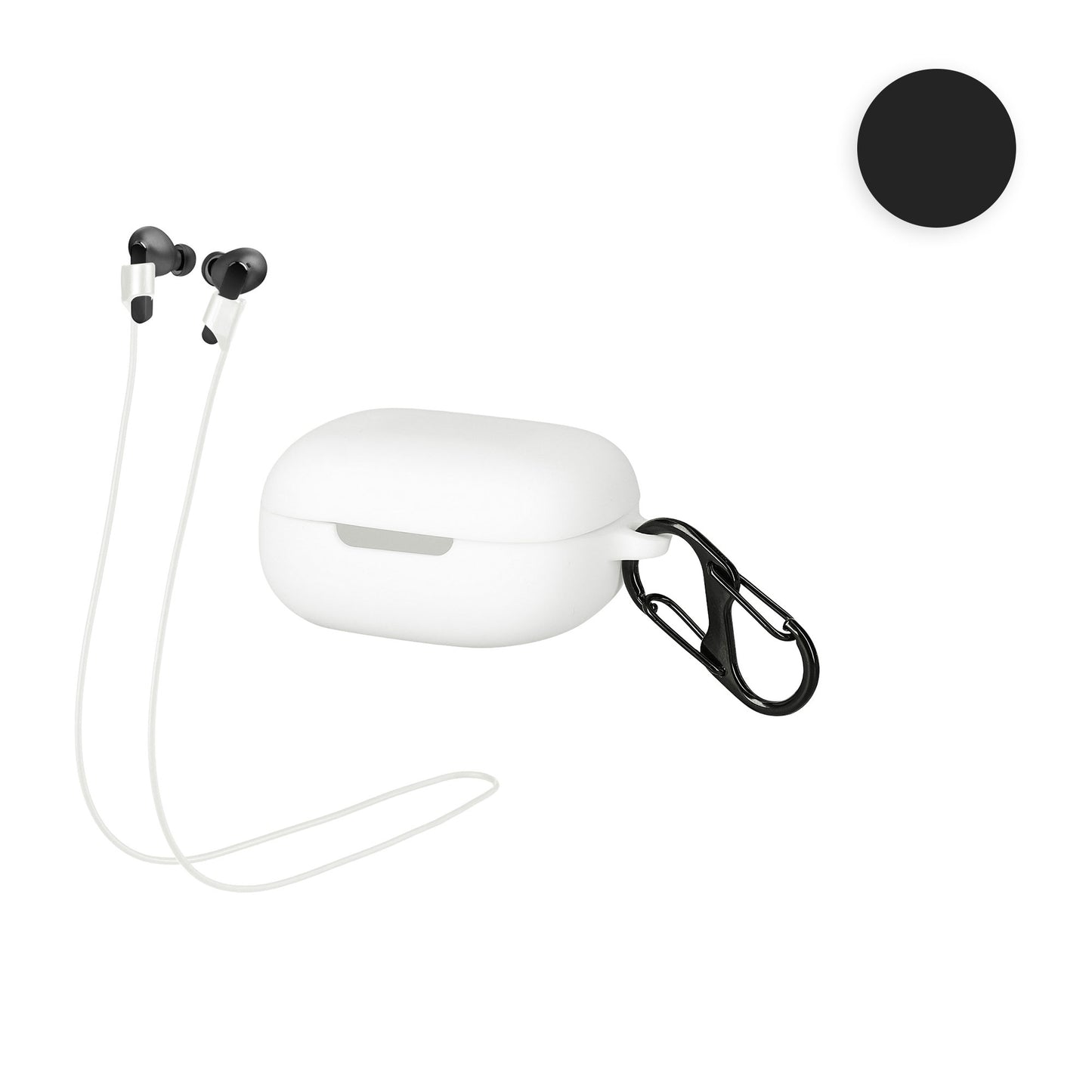 kwmobile 2in1 Set Hülle und Halteband kompatibel mit JBL Live Pro Plus Case - Kopfhörer Band Strap 70 cm - Schwarz Schwarz Schwarz  [dsg01]
