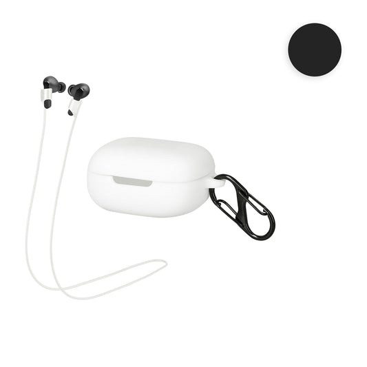 kwmobile 2in1 Set Hülle und Halteband kompatibel mit JBL Live Pro Plus Case - Kopfhörer Band Strap 70 cm - Schwarz Schwarz Schwarz  [dsg01]