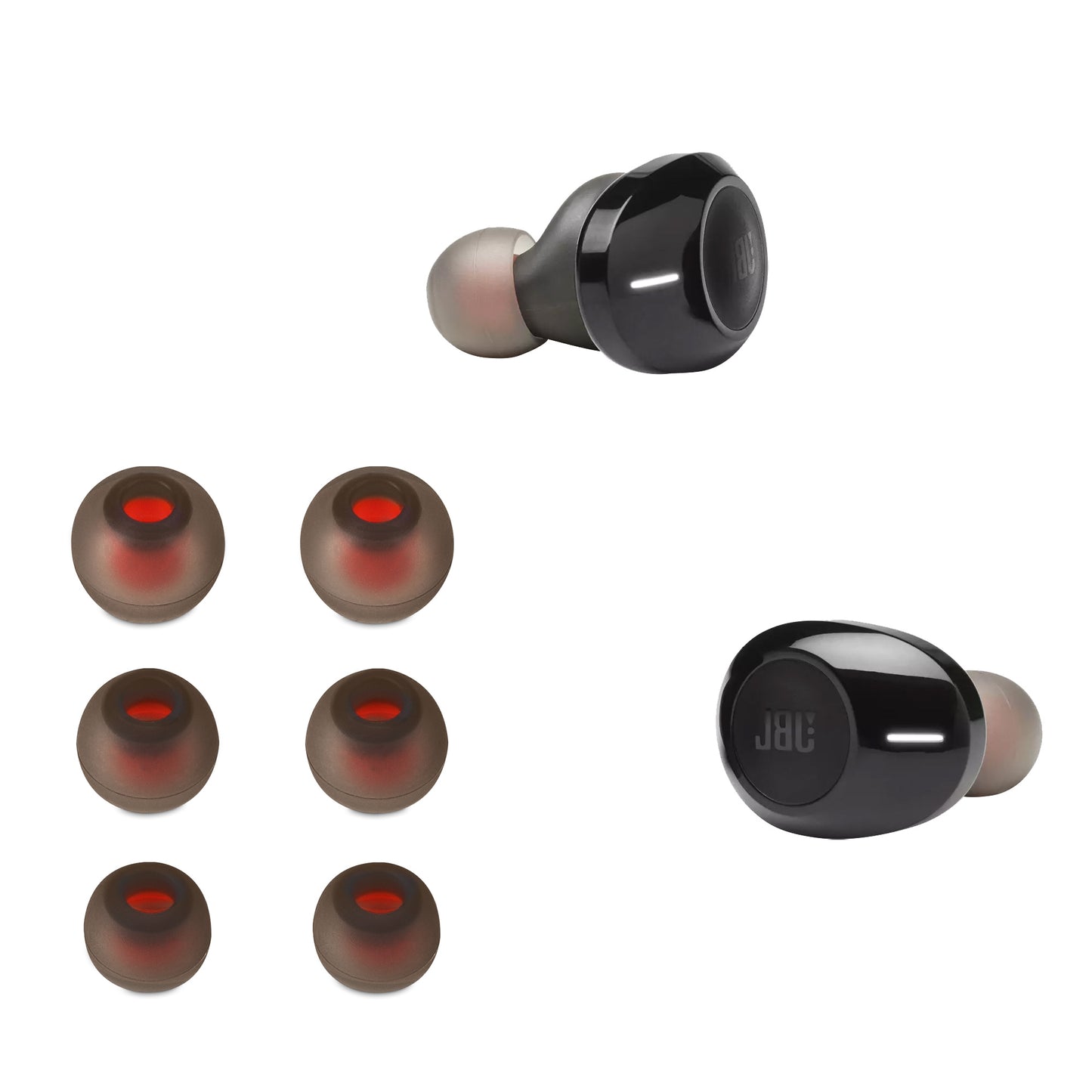 kwmobile 6x Polster kompatibel mit JBL Tune 120TWS / T125TWS - 3 Größen - Silikon Ohrstöpsel In-Ear Kopfhörer Hellgrau  