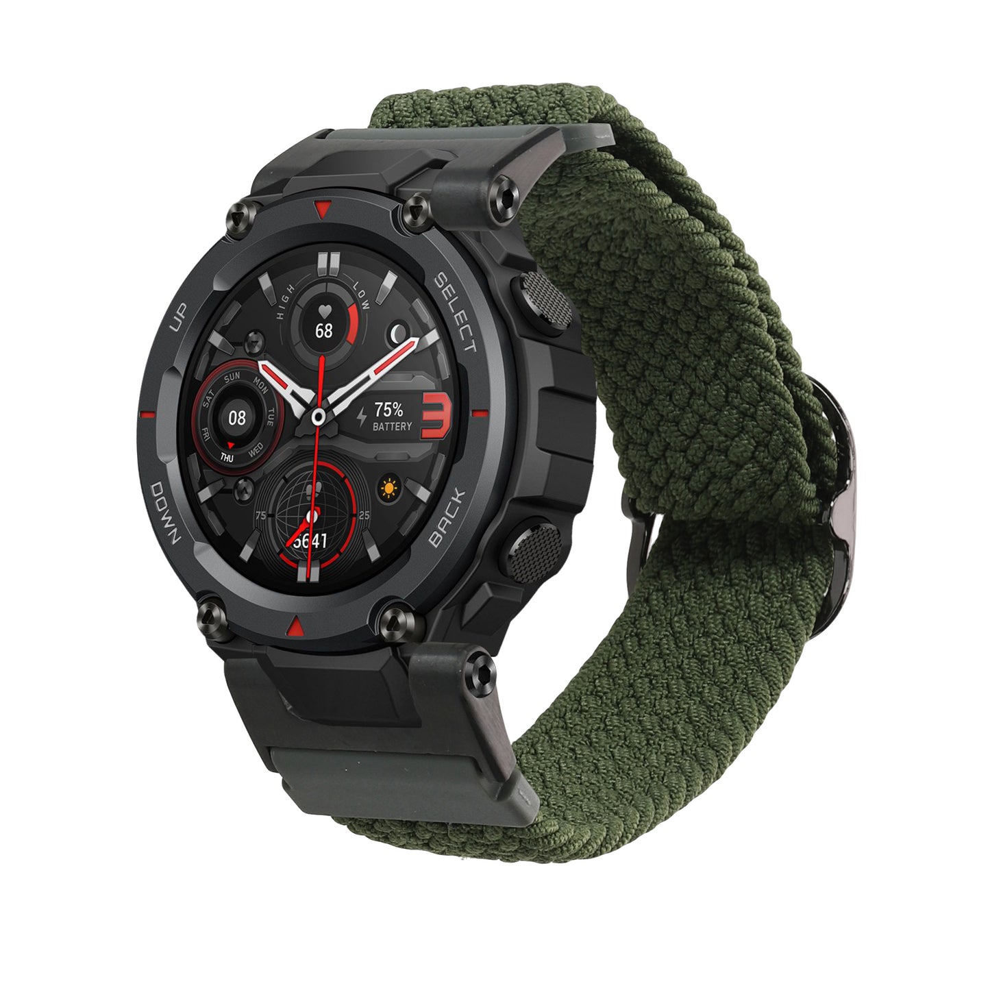 kwmobile Armband kompatibel mit Huami Amazfit T-Rex / T-Rex Pro - Nylon Fitnesstracker Sportarmband Band in Dunkelgrün - Innenmaße von Dunkelgrün  