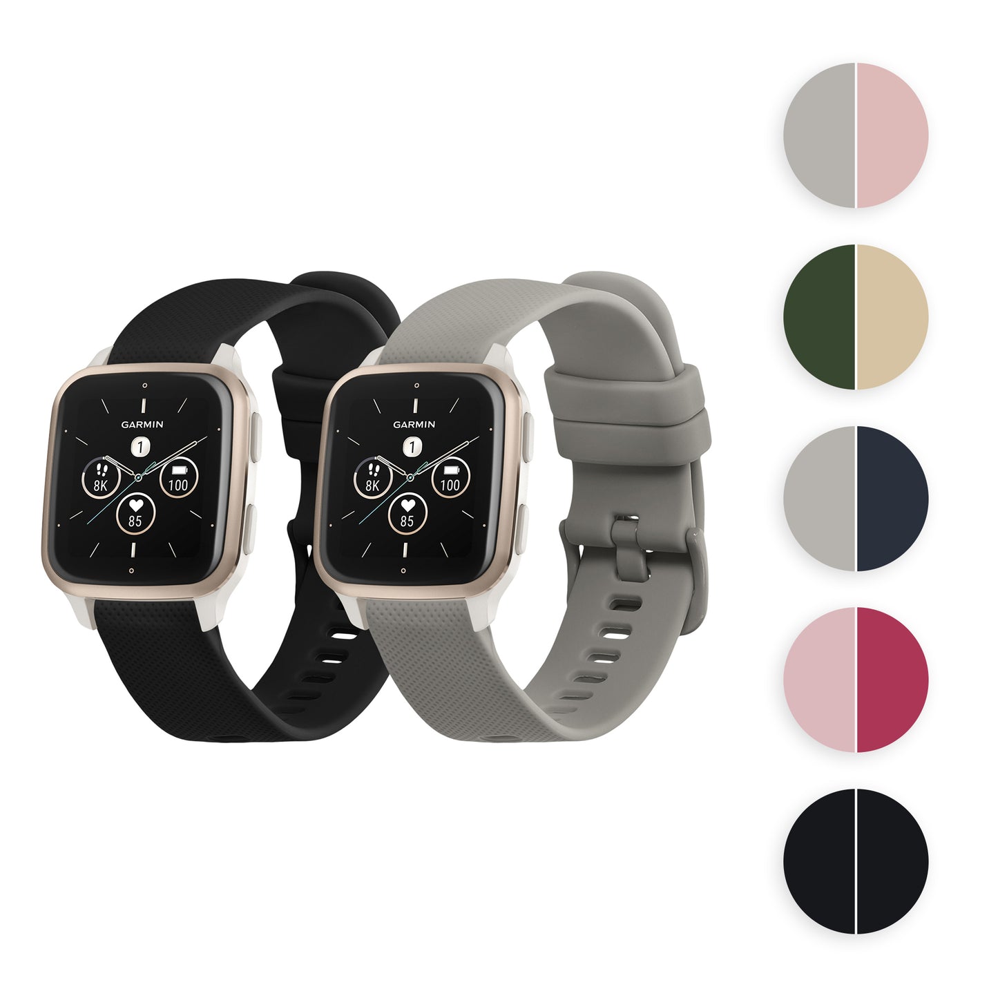 kwmobile Silikon Uhrenarmband für Garmin Venu Sq 2 Music / Sq 2 / Vivoactive 6 / Vivoactive 5 Armband - Ersatzarmband für Fitnesstracker - Wechselarmband Smartwatch - Grau Mintgrün Grau  [dsg10]