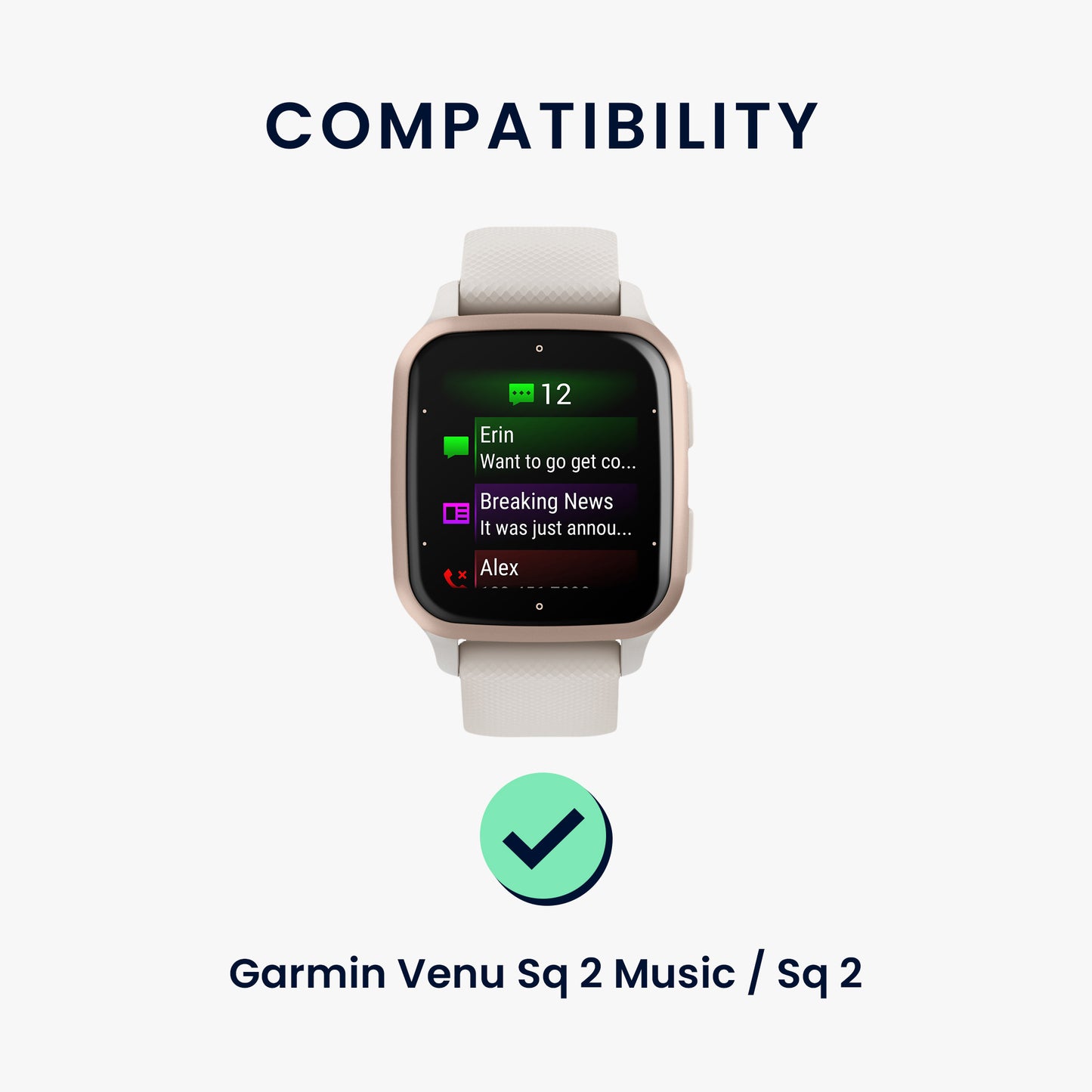 kwmobile Uhrenarmband für Garmin Venu Sq 2 Music / Sq 2 / Vivoactive 6 / Vivoactive 5 Armband Fitnesstracker Band Set Ersatzarmband Smartwatch