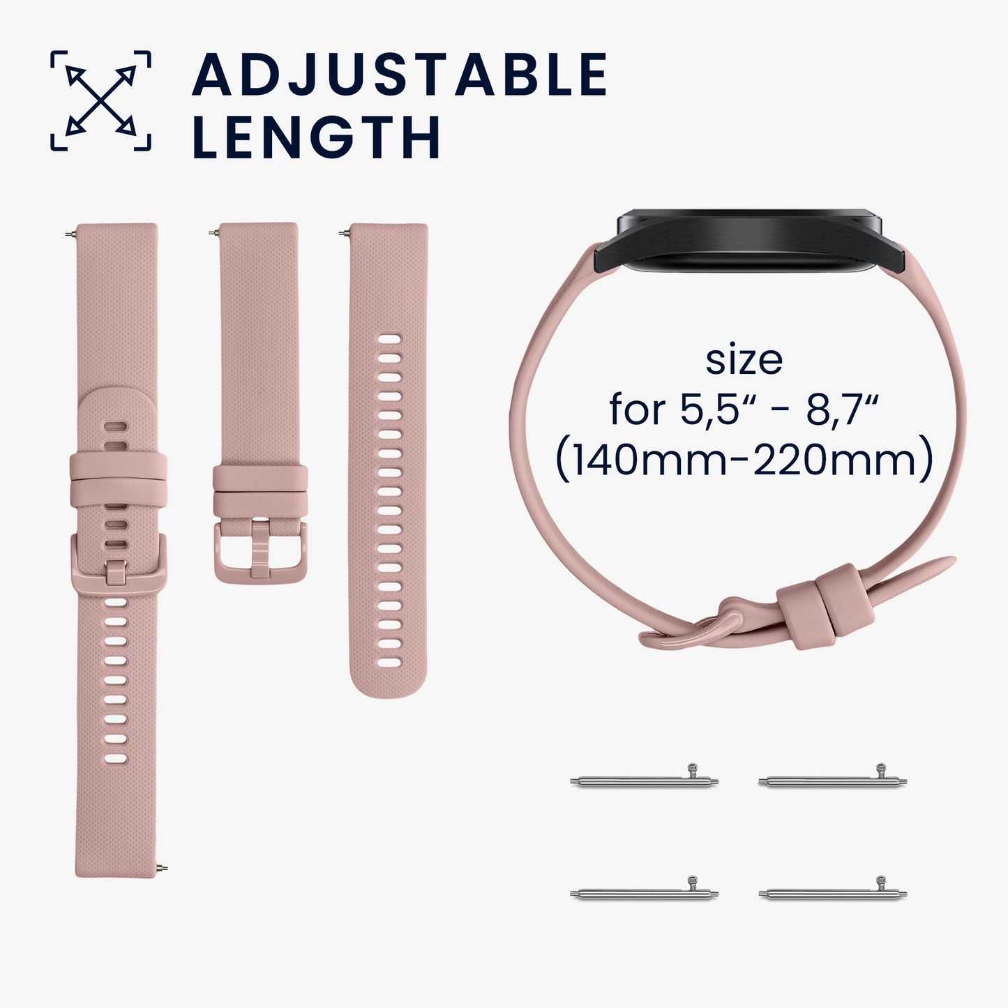 kwmobile Uhrenarmband für Garmin Venu Sq 2 Music / Sq 2 / Vivoactive 6 / Vivoactive 5 Armband Fitnesstracker Band Set Ersatzarmband Smartwatch