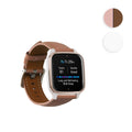 kwmobile Armband kompatibel mit Garmin Venu Sq 2 Music / Sq 2 / Vivoactive 6 / Vivoactive 5 - Echtleder Fitnesstracker Sportarmband Band Weiß  [dsg03]