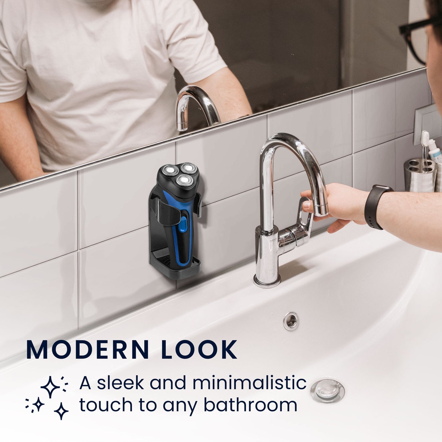 kwmobile Halter für Elektrorasierer aus robustem ABS Badezimmer Organizer für Elektro Rasierer Zahnbürste Zahnpasta Seifenspender Aufbewahrungshalter für die Wand