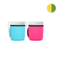 kwmobile 2x Eiscreme Becherhülle aus Neopren - Eiscremebecher Bezug Set - Eiscremehüllen Cover mit praktischem Löffelhalter - Hülle für Eiscremebecher - Pink Hellblau Pink  