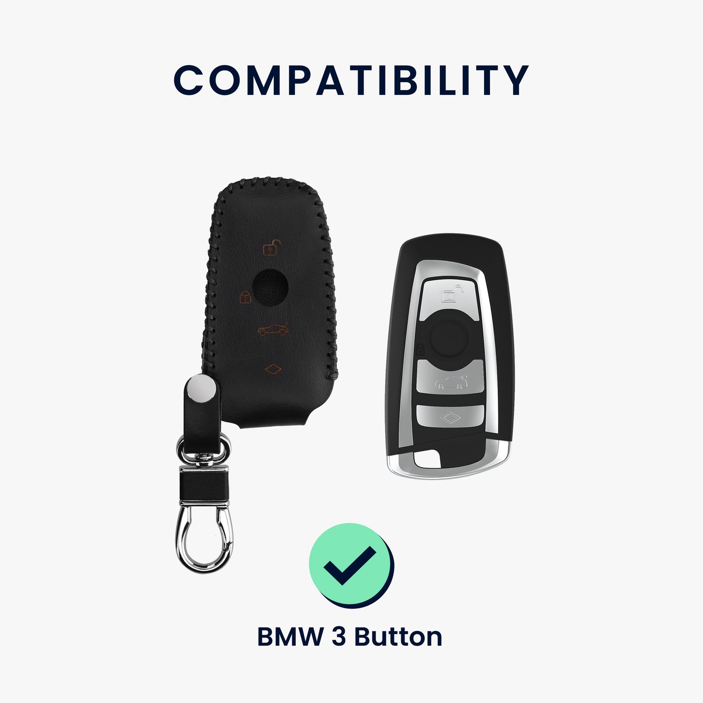 kwmobile Autoschlüssel Hülle kompatibel mit BMW 3-Tasten Funk Autoschlüssel (nur Keyless Go) Schlüsselhülle - Schlüssel Tasche