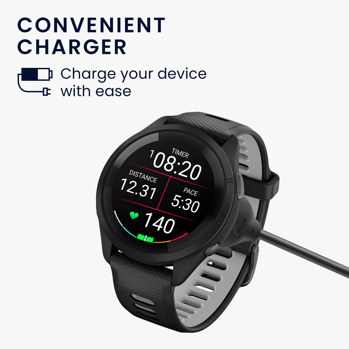 kwmobile USB C Ladekabel kompatibel mit Garmin Forerunner 265 / 265S / 965 / Forerunner 970 / 165 / 570 Kabel Charger Smart Watch Typ C Ersatzkabel Fitnesstracker Aufladekabel