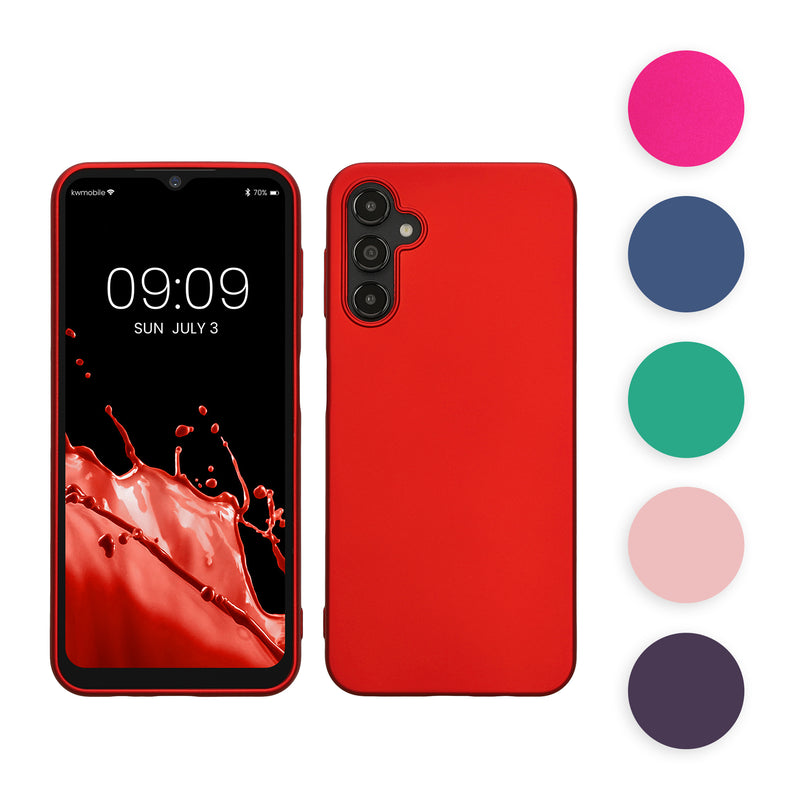 kwmobile Case kompatibel mit Samsung Galaxy A14 5G Hülle - Schutzhülle aus Silikon metallisch schimmernd - Handyhülle Metallic Pink Metallic Pink  