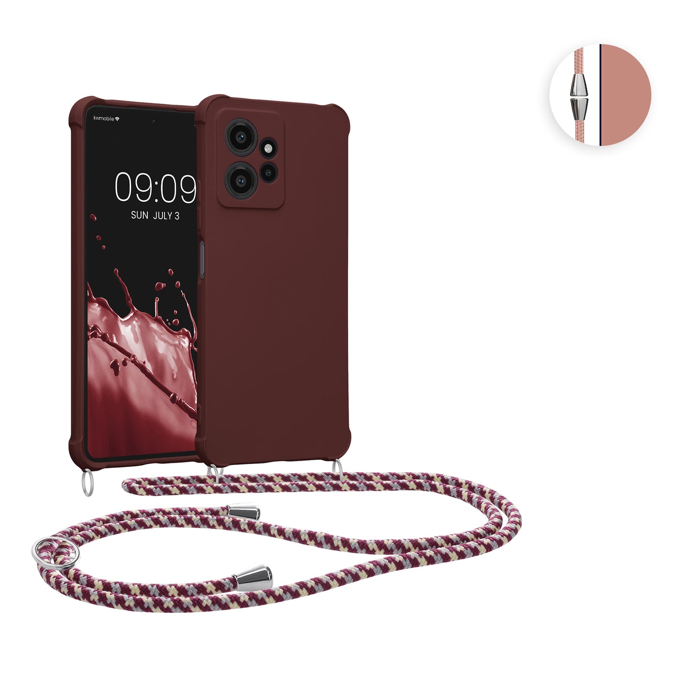 kwmobile Necklace Case kompatibel mit Xiaomi Redmi Note 12 (4G) Hülle - Cover mit Kordel zum Umhängen - Silikon Schutzhülle Bordeaux Violett Bordeaux Violett  