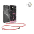 kwmobile Necklace Case kompatibel mit Xiaomi Redmi Note 12 (4G) Hülle - Silikon Cover mit Handykette - Schwarz Mehrfarbig Transparent Travel Schriftzug Schwarz  [dsg03]