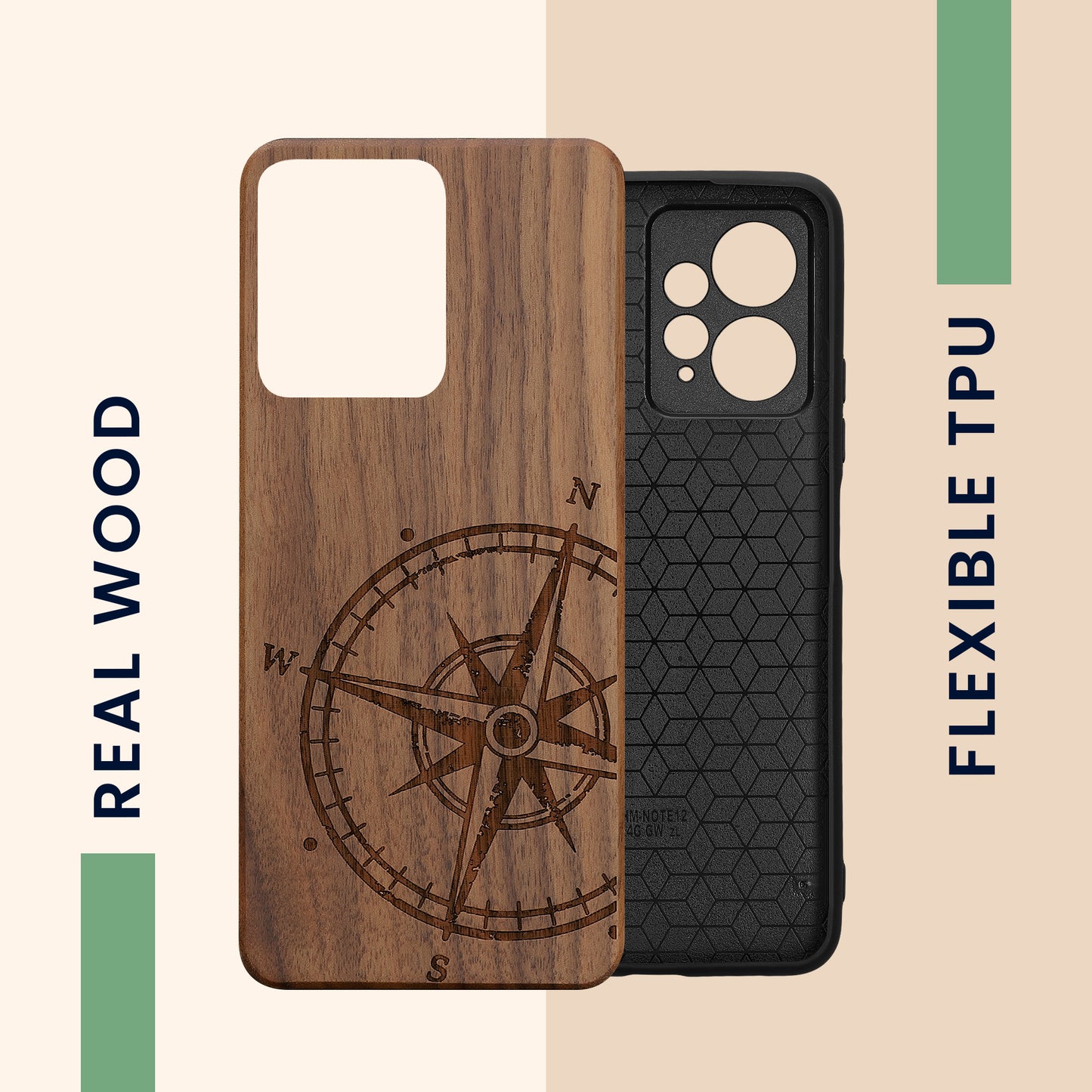 kwmobile Hülle kompatibel mit Xiaomi Redmi Note 12 (4G) Hülle - Handy Cover - TPU Handyhülle Kompass Vintage