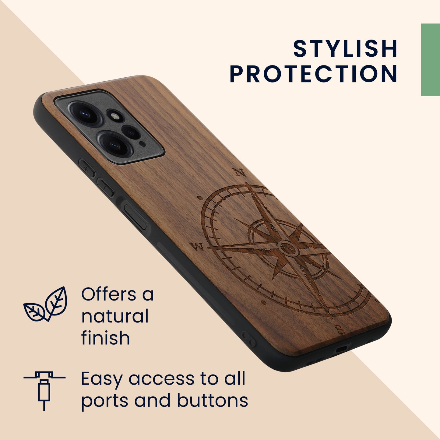 kwmobile Hülle kompatibel mit Xiaomi Redmi Note 12 (4G) Hülle - Handy Cover - TPU Handyhülle Kompass Vintage
