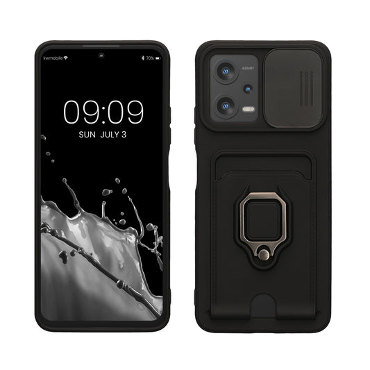 kwmobile Handyhülle kompatibel mit Xiaomi Redmi Note 12 5G / POCO X5 5G - Softcase mit Kameraschutz - Kartenfach - Schwarz Schwarz  
